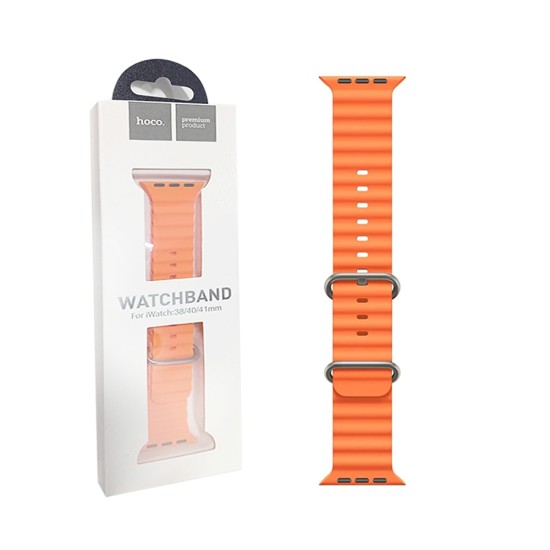 Hoco Double Buckle Silicone Bracelet for iWatch WA12 Original Series Marine (42/44/45/49mm) Orange